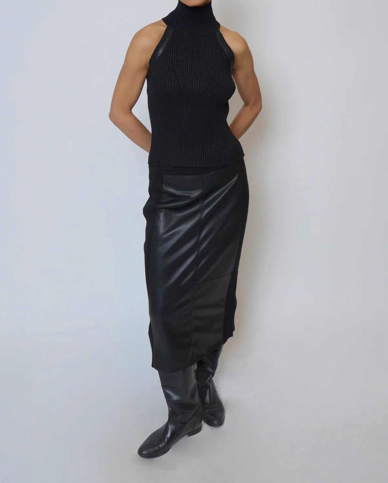 Central Park West - Milan Vegan Leather Combo Skirt