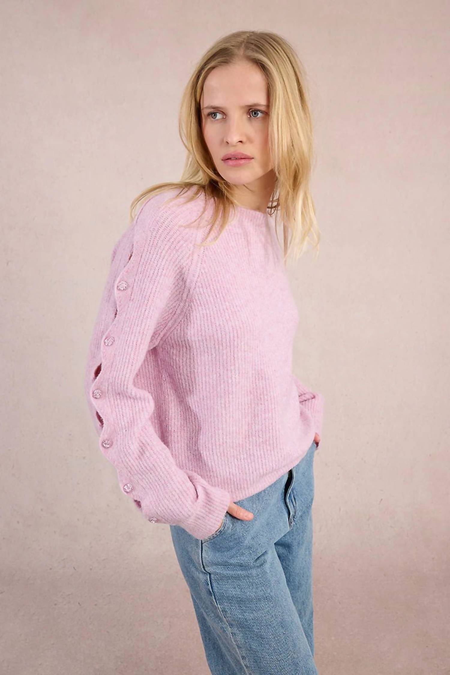 Molly Bracken - Rosebud Petal Crewneck Knit Sweater