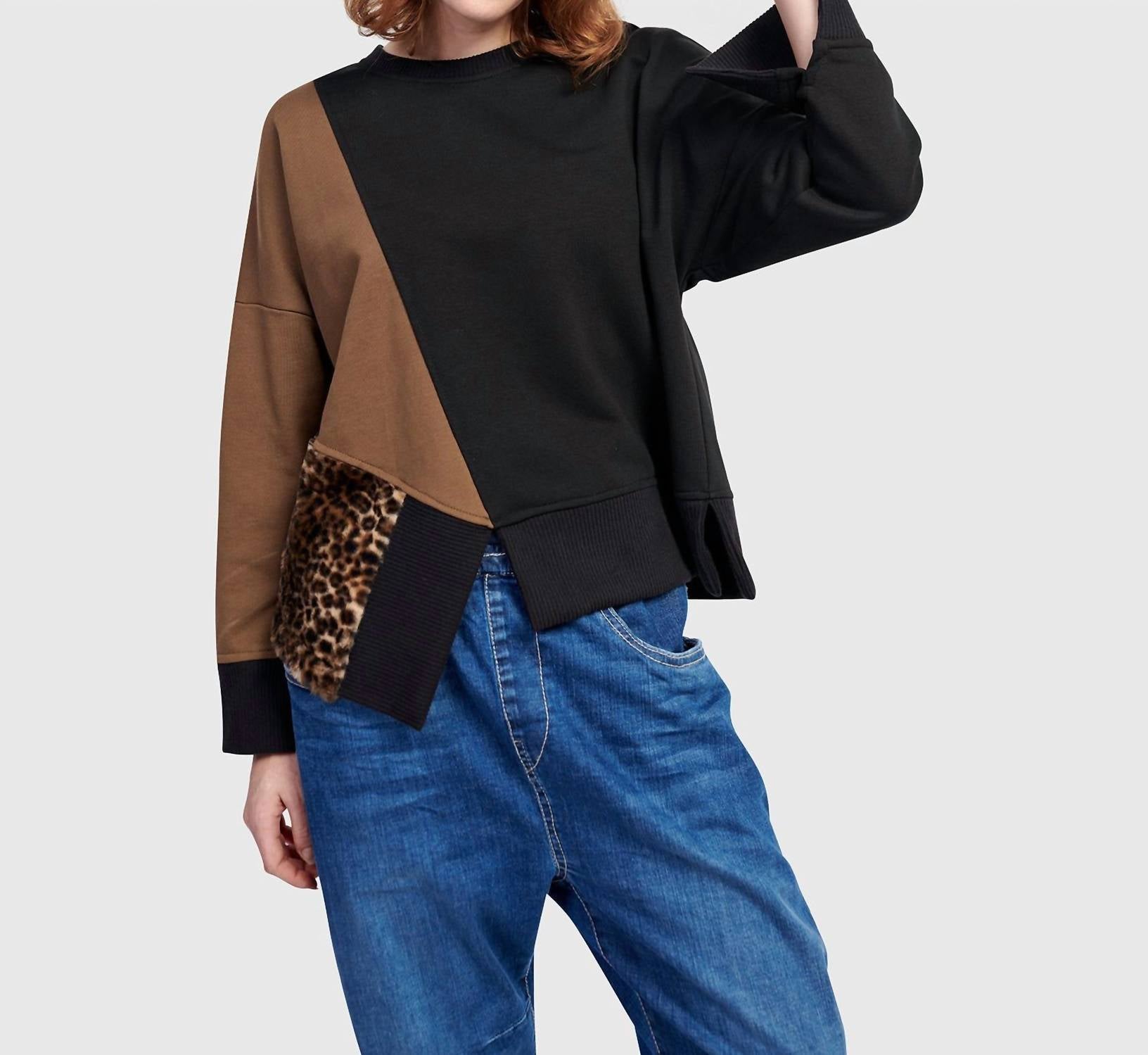 ALEMBIKA Urban Lair Crewneck Top in mix - women's long sleeve top - alternate view