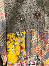 Young Threads WOMEN'S 3/4 RUFFLE SLEEVES WESTERN BLOUSE in gravel - women's blouse - detail view