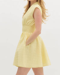 entro Cali Mini Dress in yellow - women's dress - detail view