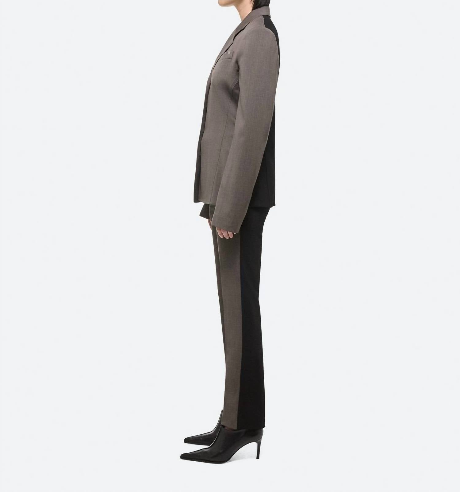 HELMUT LANG Combo Modest Suit Shirt in light brown melange - women's jacket - alternate view
