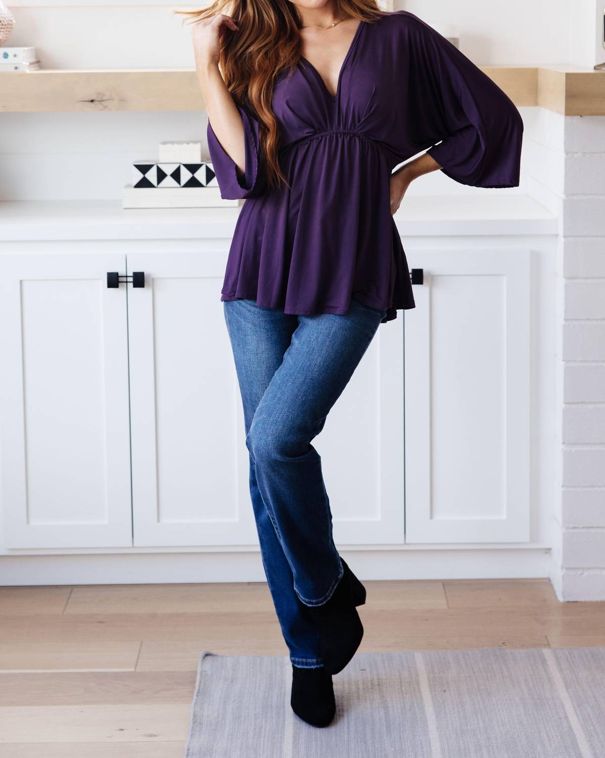 White Birch - Love On The Line V-Neck Peplum Blouse