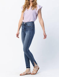 Judy Blue - High Waist Skinny Released Hem and Side Slit