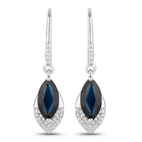 Diana M Jewels Women's Marquise Natural Sapphire Stud Earrings ( 2.79 Ct) - Signature in 14k white gold - women's jewelry