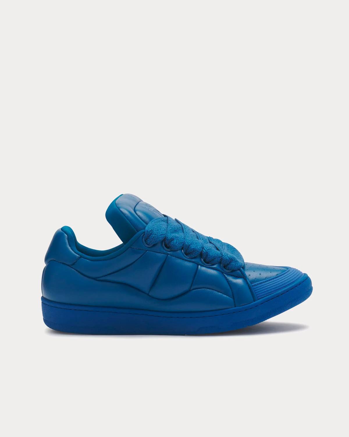 LANVIN Men's Curb Xl Padded Leather Low Top Sneakers in ocean blue - men's sneaker