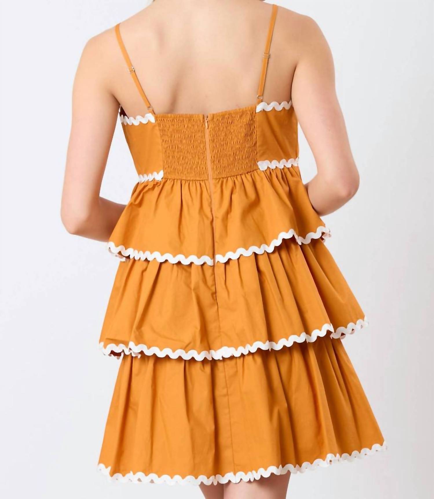 Peach Love Scalloped Edges Mini Dress in orange - women's dress - alternate view