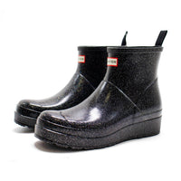 HUNTER Women's Play Starcloud Glitter Short Rain Boots in black - women's shoe