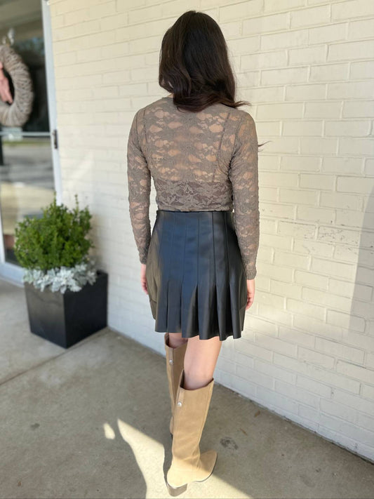 Thml - Gemma Pleated Faux Leather Mini Skirt