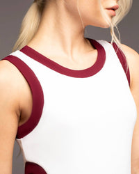 Michi Aperture Tennis Ribbed Mini Dress in white earth red - women's dress - view 4