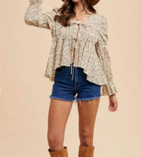 AnnieWear Audrina Top in beige - women's blouse - detail view