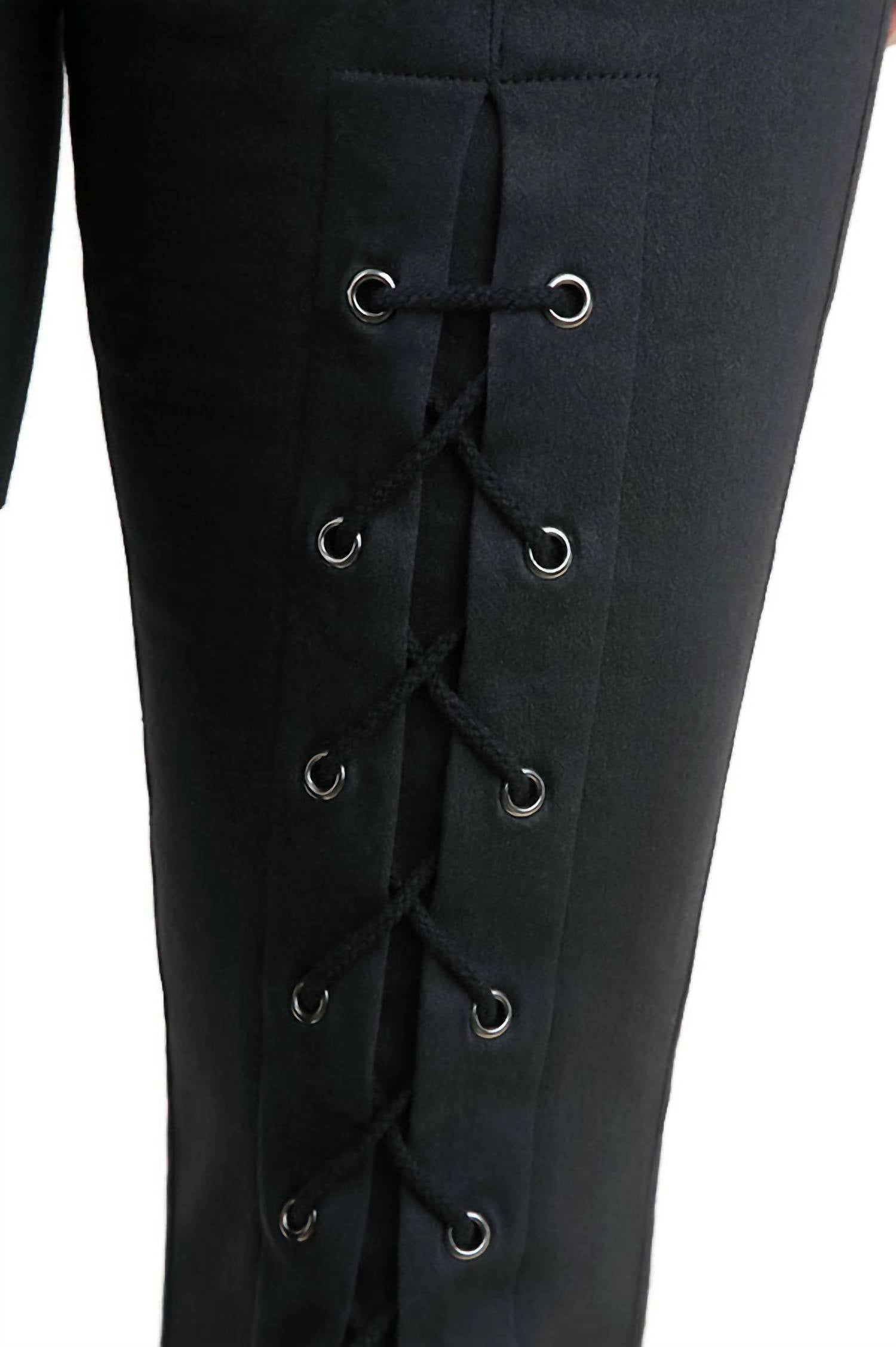 Umgee - High Waist Leggings With Lace Up Details