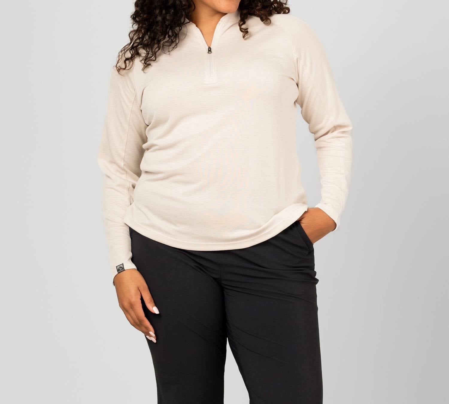 Storm Creek Renewer Ii Quater Zip Top in sand brown - women's long sleeve top