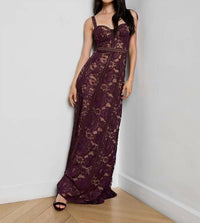 L'Agence Laynie Lace Maxi Dress in dark malbec 1 - women's dress