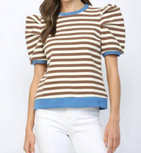 Fate - Made to Standout Stripe Puff Sleeve Top