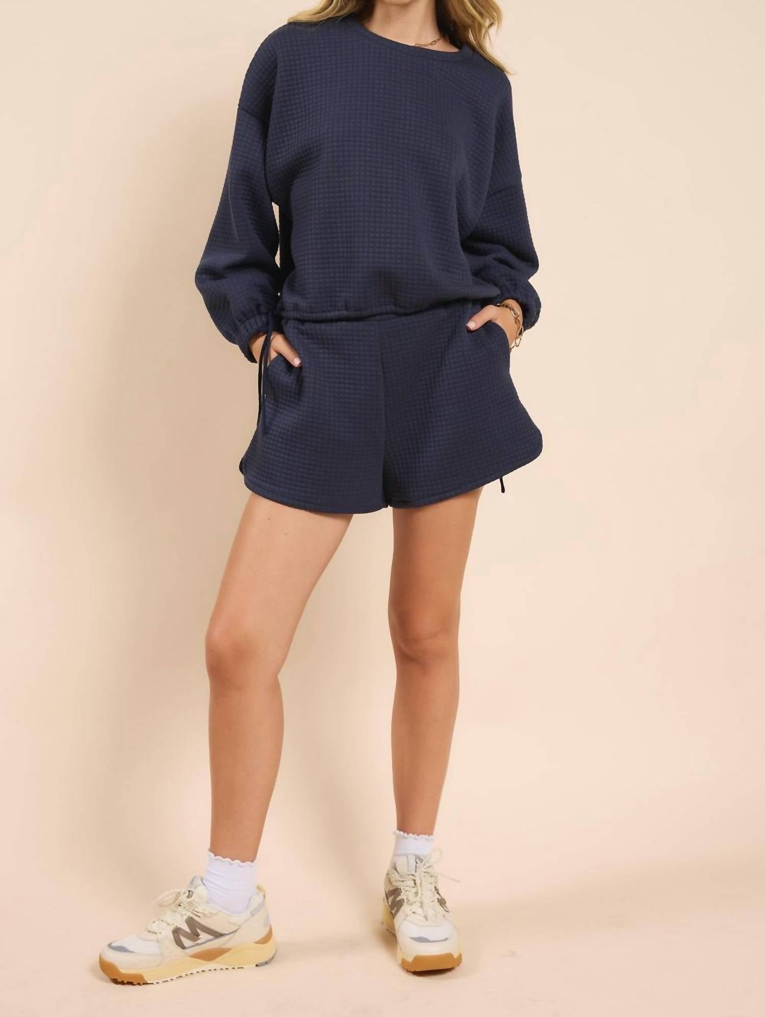 Sadie & Sage - Pastime Textured Terry Side Tie Pullover
