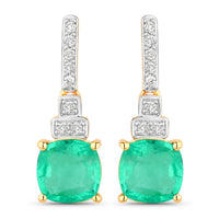 Diana M Jewels - Women's Cushion Natural Ethiopian Emerald Stud Earrings (2.72 Ct) - Signature