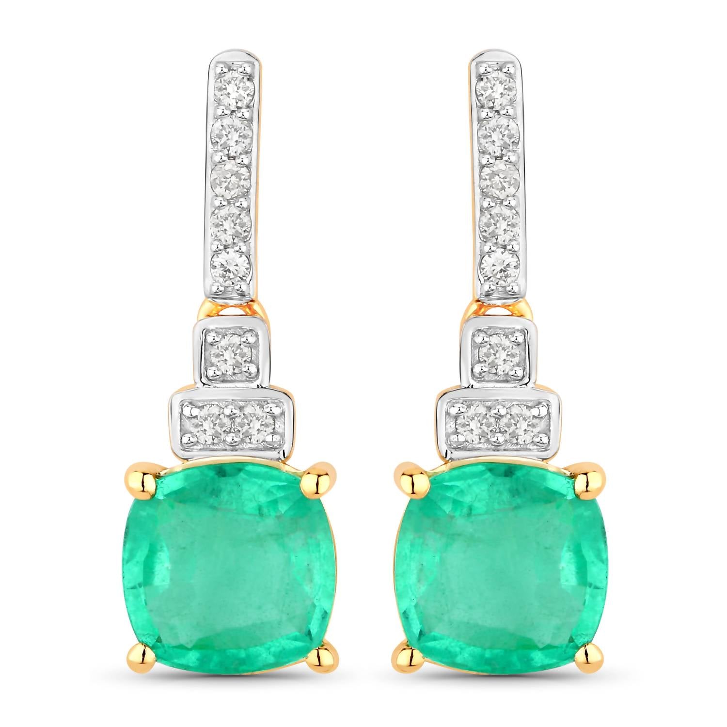 Diana M Jewels - Women's Cushion Natural Ethiopian Emerald Stud Earrings (2.72 Ct) - Signature