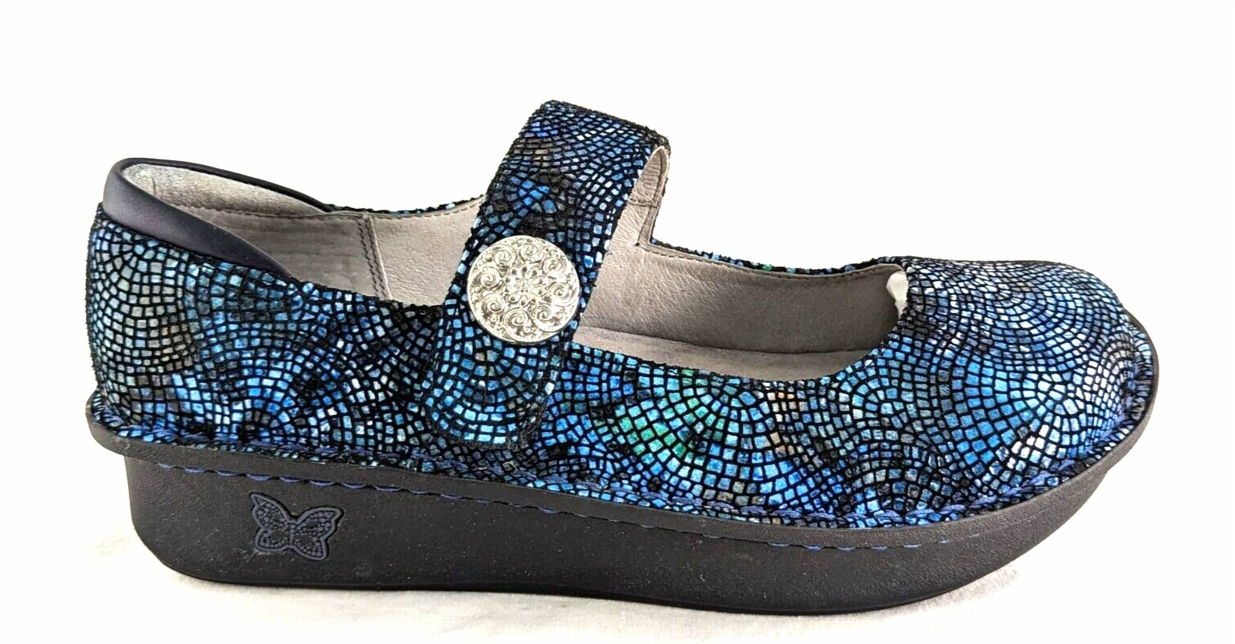 Alegria Women's Paloma Mosaic Leather Mary Jane Shoes in fandamonium blue - women's flats