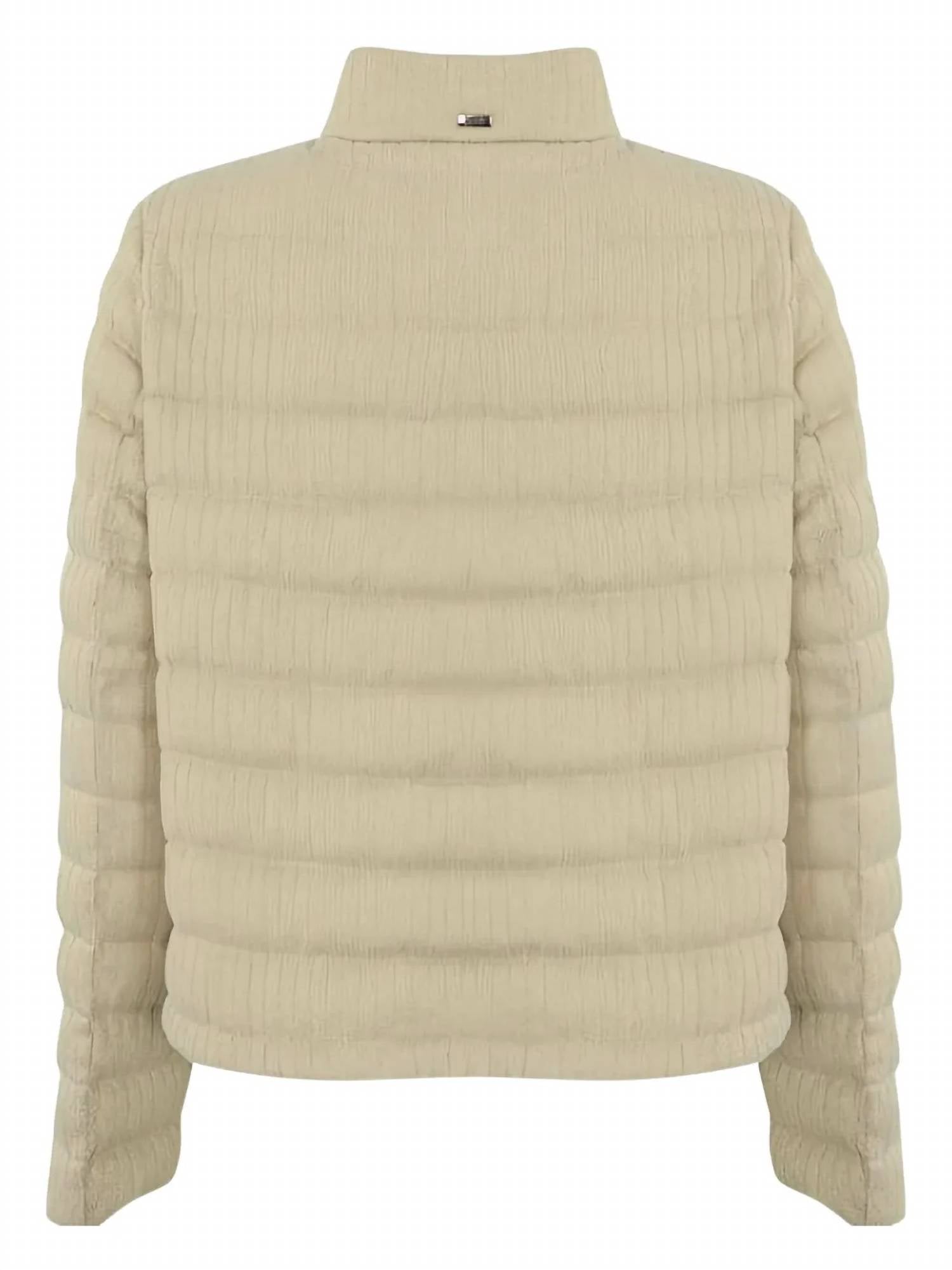 Herno Women's Shiny Ribbed Knit Zip Jacket in chantilly - women's jacket - alternate view