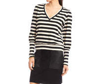 Karen Kane - Stripe Bishop Sleeve V-neck Top