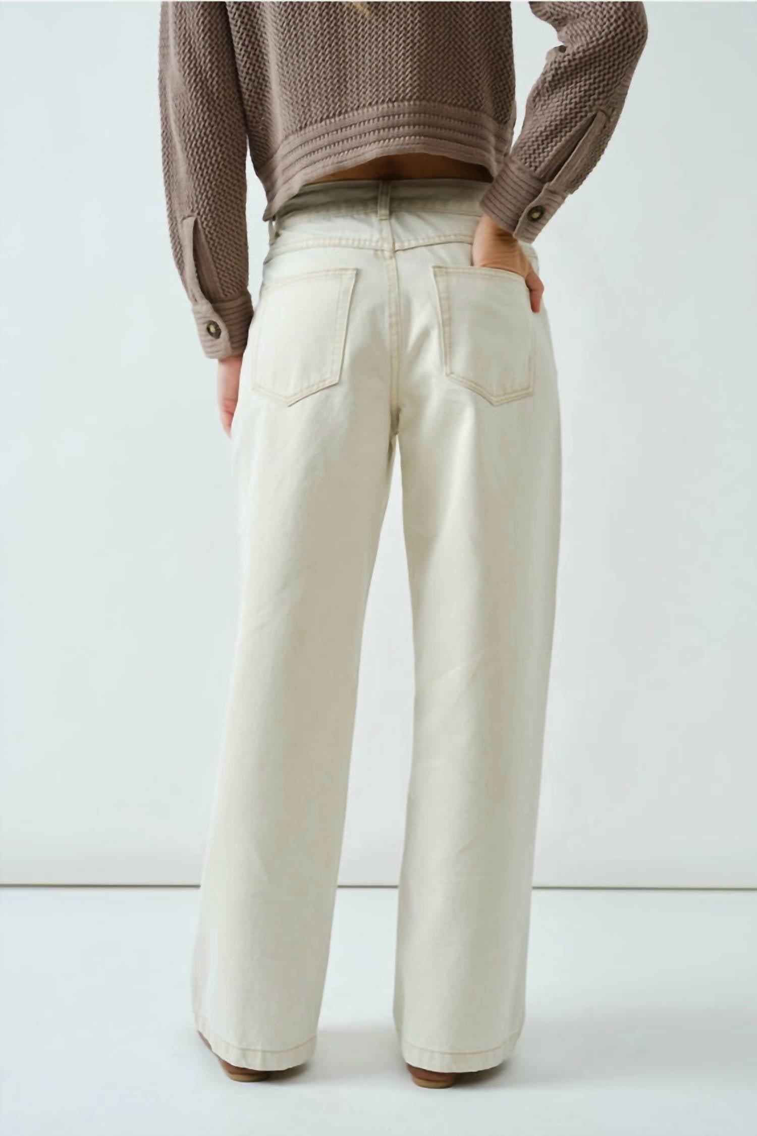 Aaron & Amber - Drawstring Waist Straight Leg Jeans