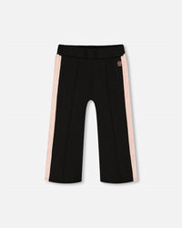 Deux Par Deux - Cropped With Contrast Band Wide Leg Pants