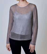 Design History - Metallic Long Sleeve Mesh Top