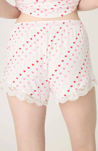 PJ Salvage Day Dreams Hearts Shorts in ivory - women's shorts - detail view