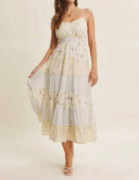 In February - Meadow-inspired Mixed Floral Bow-back Midi Dress