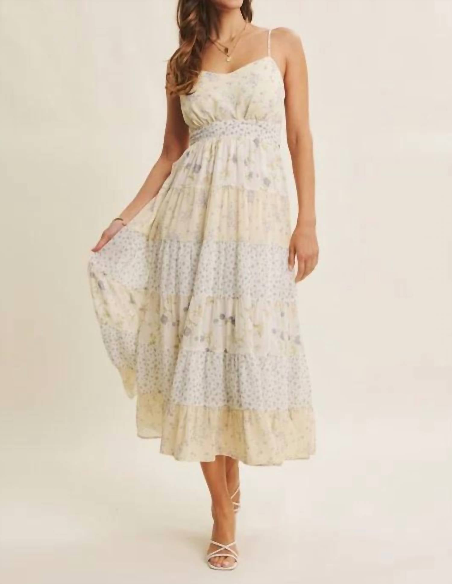 In February - Meadow-inspired Mixed Floral Bow-back Midi Dress