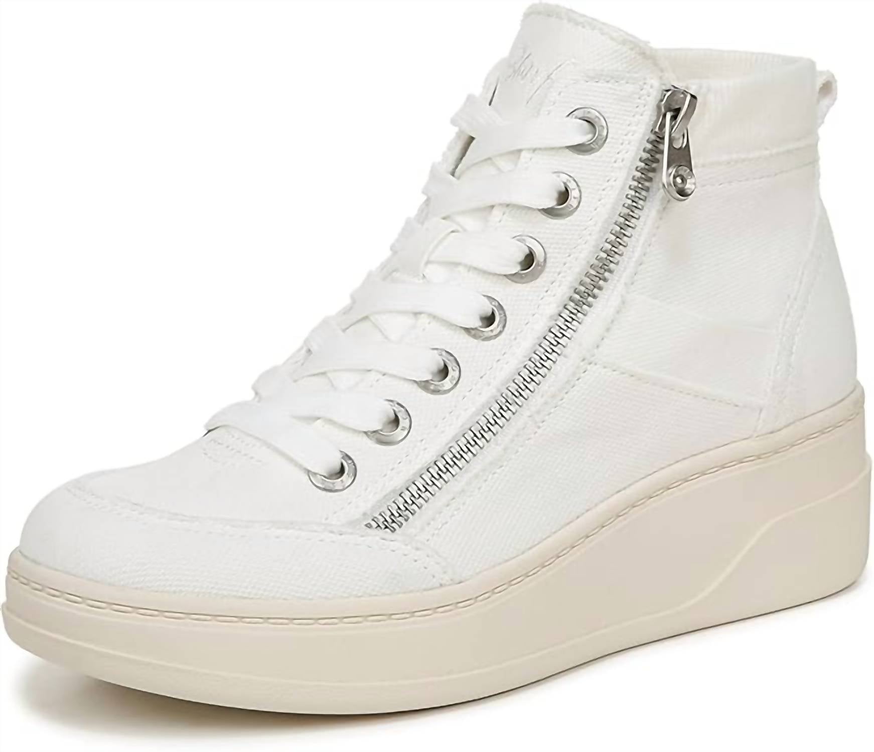 BLOWFISH Women's Camden Wedge Sneaker in white canvas - women's sneaker - detail view