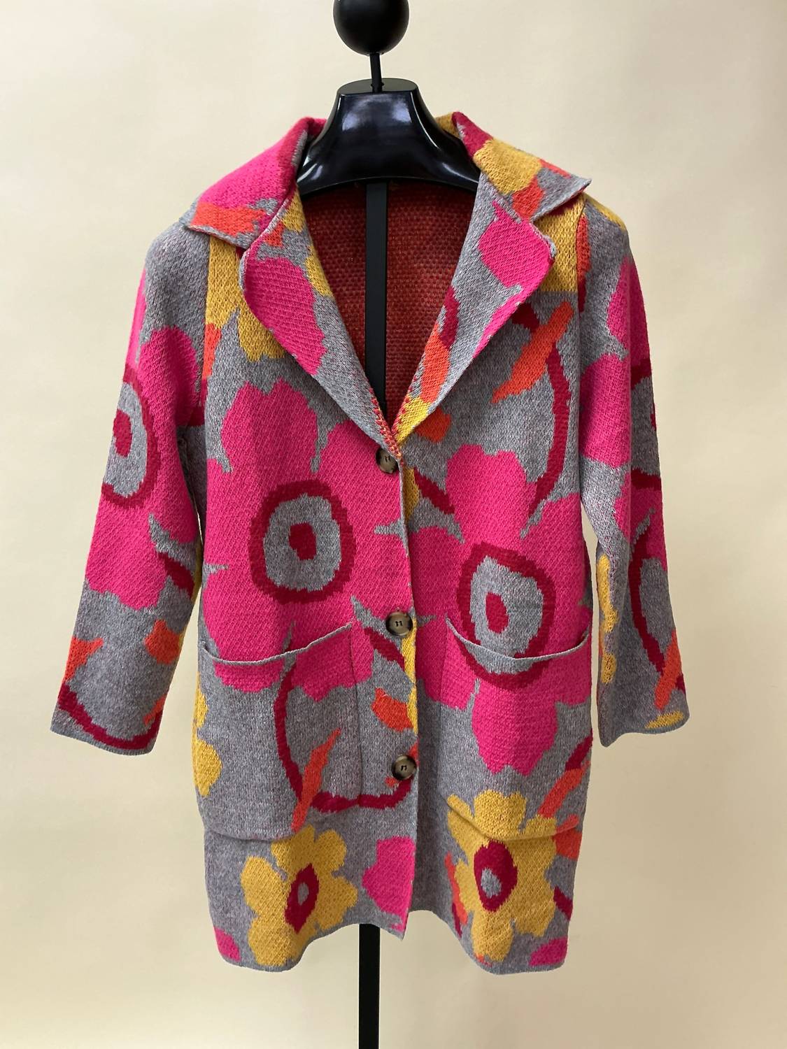 Davi & Dani - Floral Button Down Jacket With Front Pockets