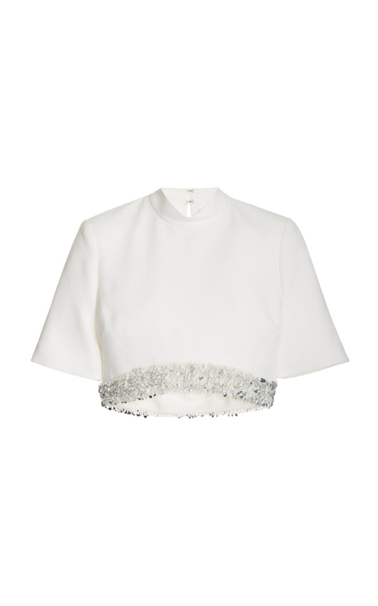 Jonathan Simkhai - Jalen Embellished Crepe Crop Top