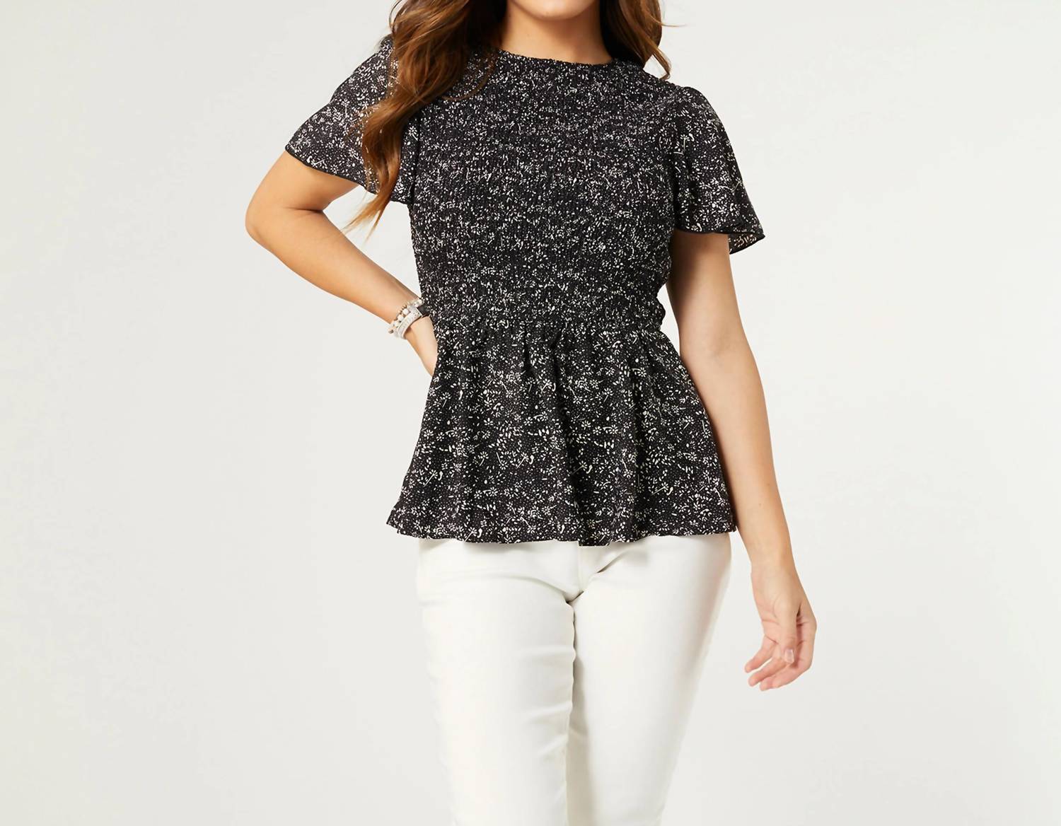 Coco + Carmen - Shirley Smocked Peplum Top