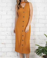 Fsl - Cara V-neck Ribbed Midi Dress