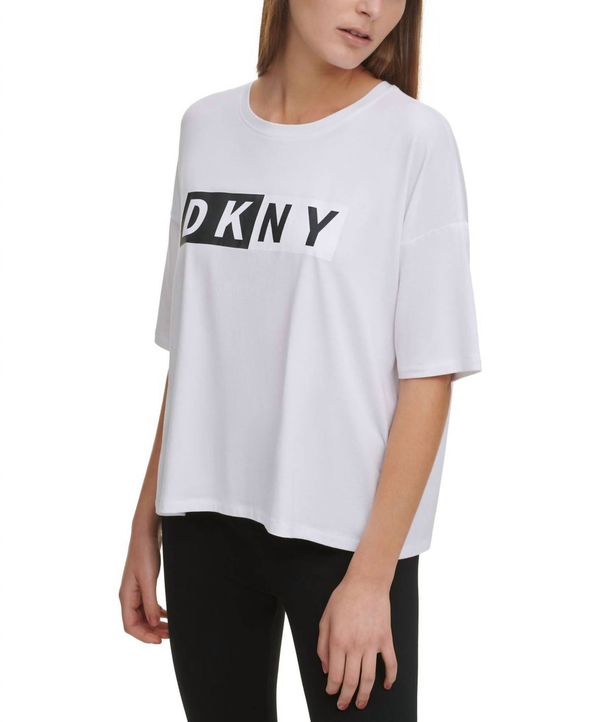 Dkny - Activewear Sport Two-Tone Logo Cropped T-Shirt