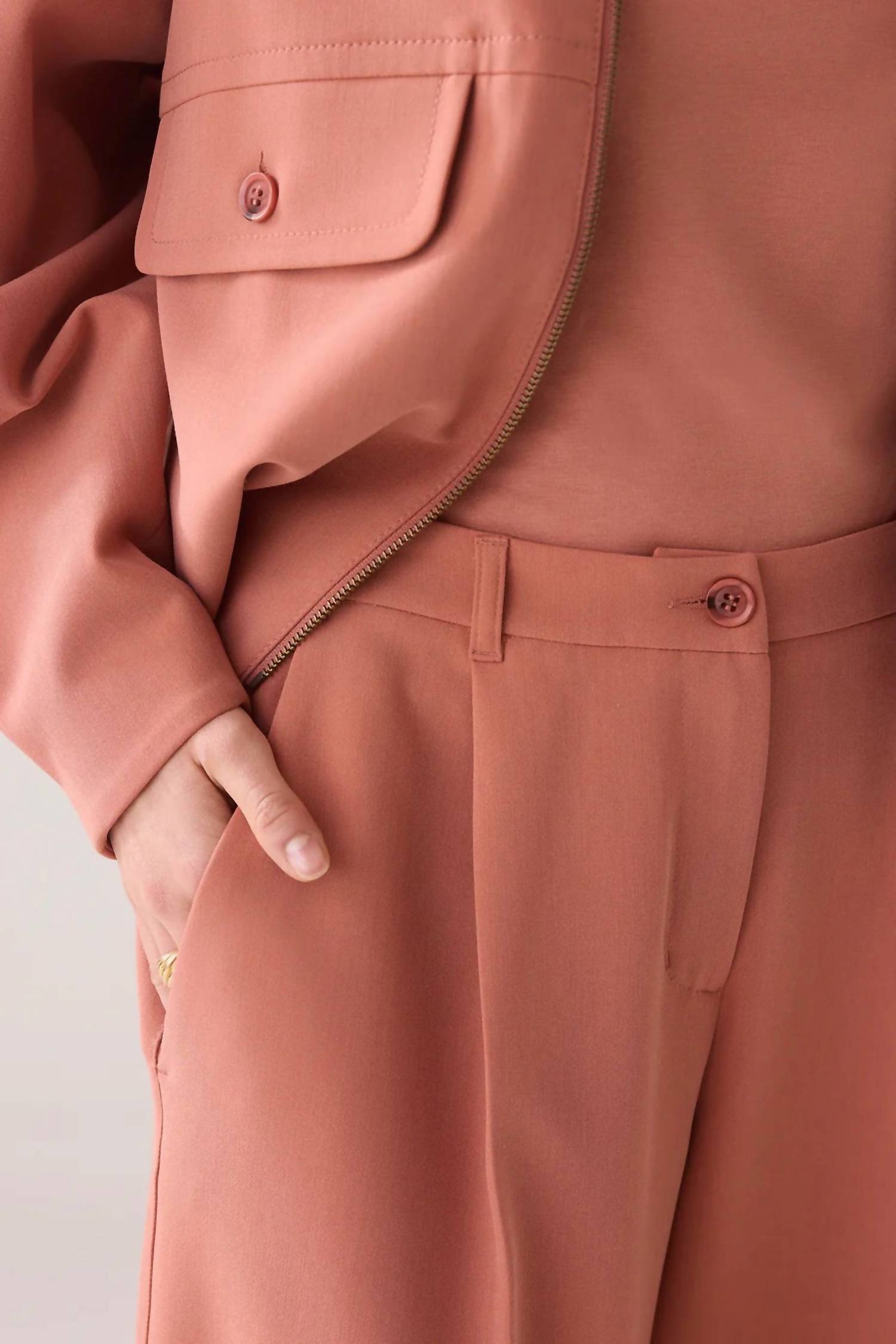 summum Uni Pleated Waistband Trousers in sephia blush - women's pants - alternate view