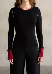 Elle Grey - Colorblock Long Sleeve Knit Sweater