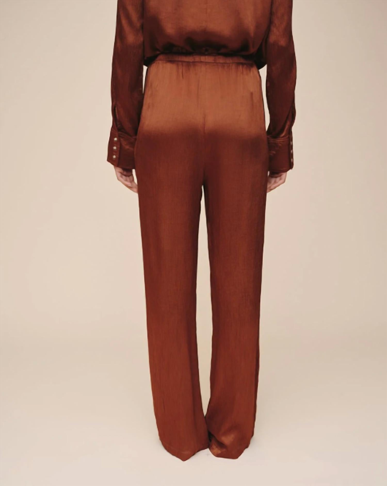 Bella Dahl Easy Pleated Wide Leg Pants in molten bronze - women's pants - alternate view