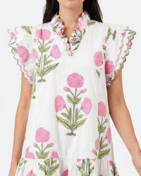 Aapparella - Floral Ruffle Collar Babydoll Dress With Pockets