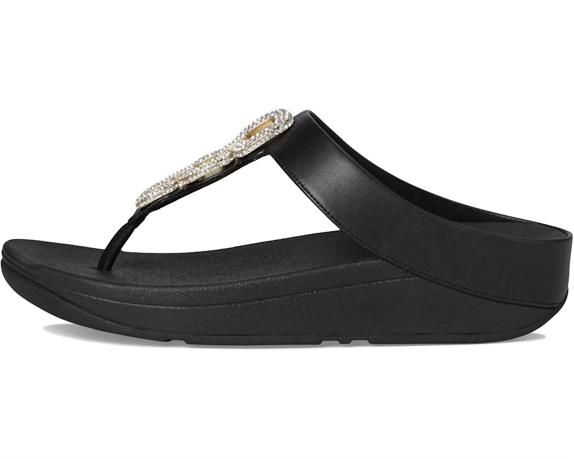 Fitflop - Women's Fino Crystal-chain Leather Toe-post Sandals