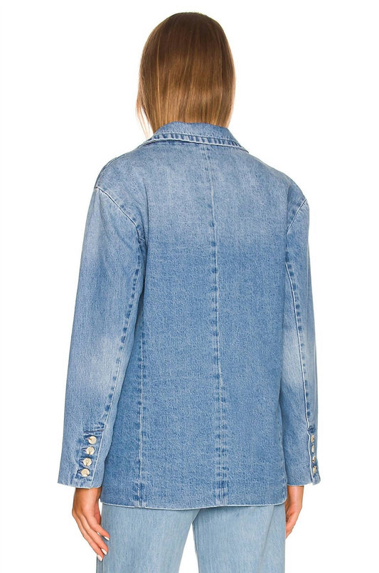 Something Navy - Double Breasted Denim Blazer