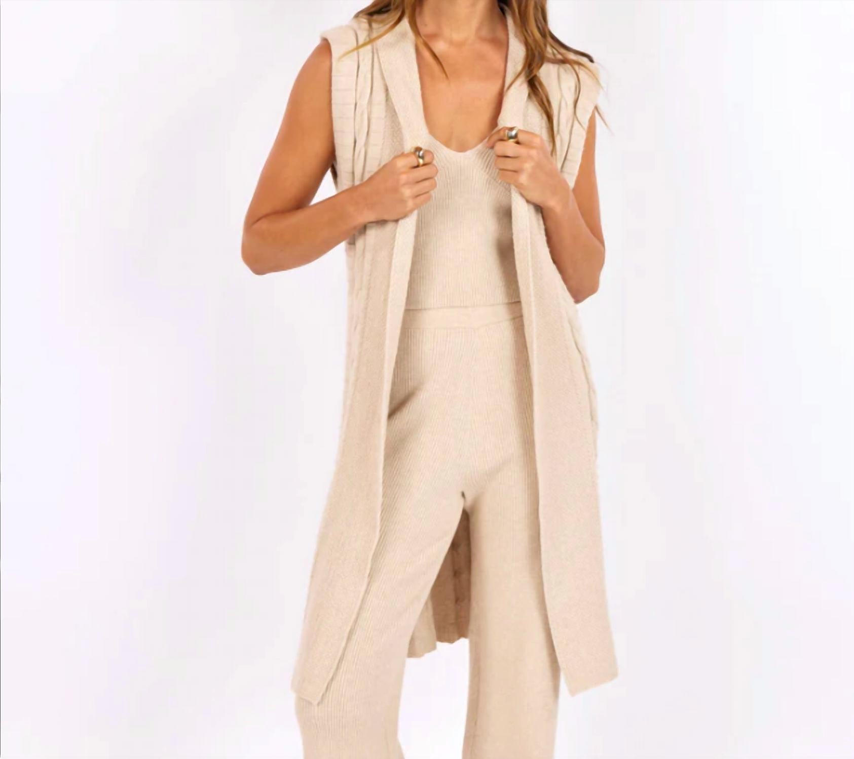 SAGE THE LABEL Wake Up Sleeveless Sweater Vest in beige - women's jacket