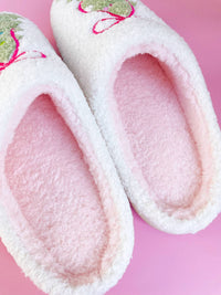 Rock Paper Scissors Women's Bow Christmas Tree Slipper in pink - women's shoe - detail view