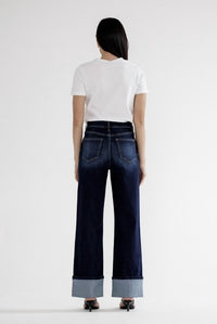 Mica Denim - High Rise Wide Leg With Cuffed Hem Jeans