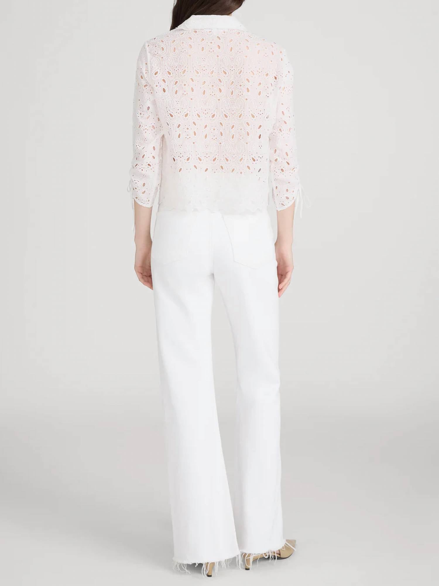 Frame - The Paisley Eyelet Cinch Sleeve Shirt