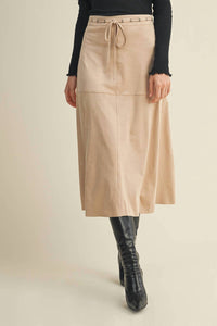 Mustard Seed - Drawstring Suede A Line Skirt