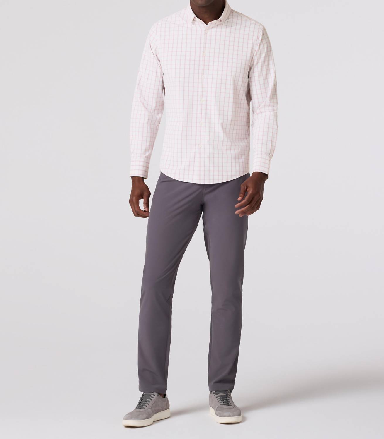 Mizzen + Main Leeward No Tuck Shirt Top in aluminum hampton plaid - men's long sleeve top