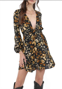 Sadie & Sage - With Ease Deep V Mini Dress